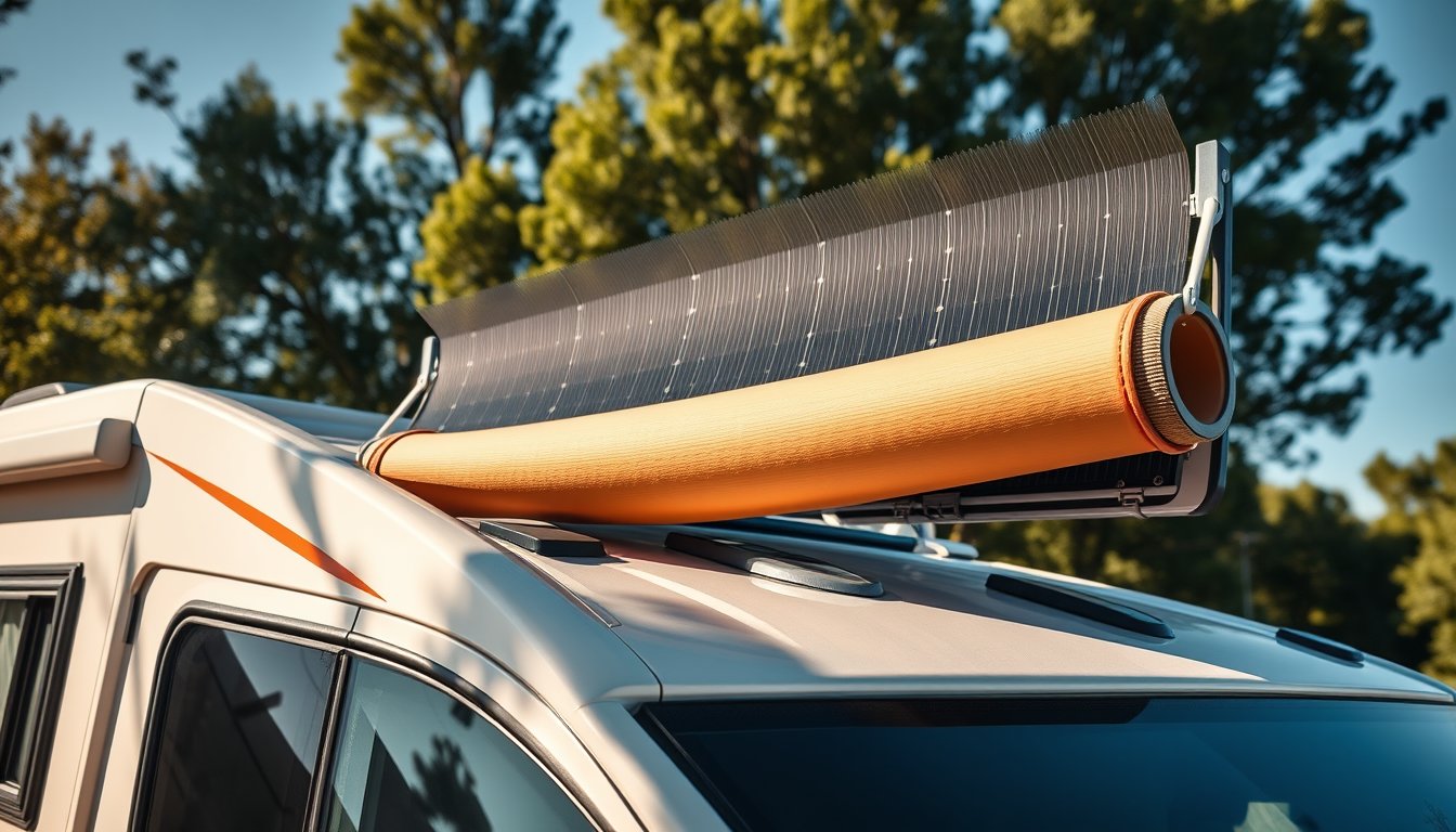 Montage einer flexiblen Solaranlage auf dem Camping-Dach